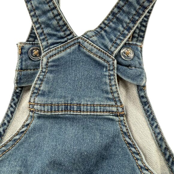 Wonder Nation Baby Girl 12M Cotton Bib Shortalls Blue Denim Overall Romper EUC - Picture 7 of 10